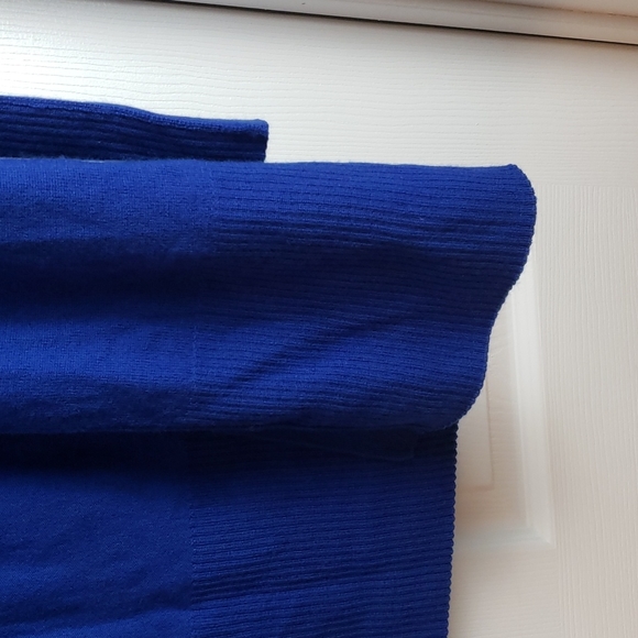 COBALT ROYAL BLUE 100%EXTRAFINE MERINO WOOL L/Sleeve Open Front Wool Cardigan XS - Picture 3 of 5